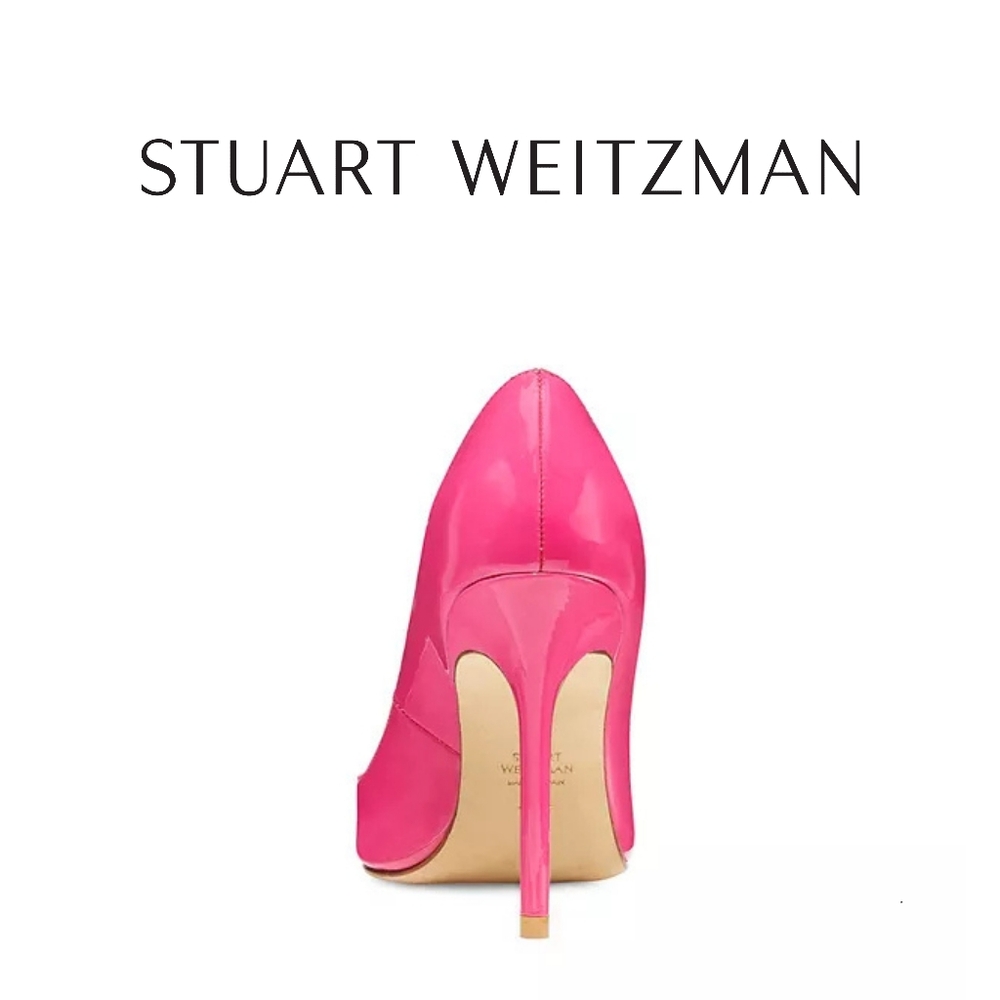 Stuart Weitzman Stuart 100 Scallop Pump Magenta Size 7.5 B Stiletto Patent - Picture 6 of 7